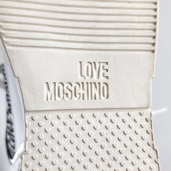 LOVE MOSCHINO Logo Women's White Chunky Low Top Leather Trainers Sneakers Sz 41 - Picture 15 of 16